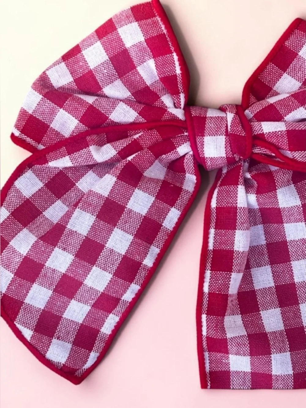 Girls Large Red Gingham Hair Bow - Kids Hair Accessory - Picture 4 of 7